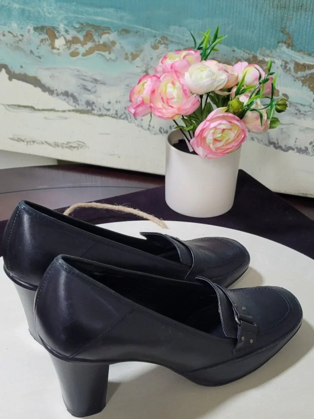 East 5th Black Leather Mary Jane Pumps  [Item #SP11]
